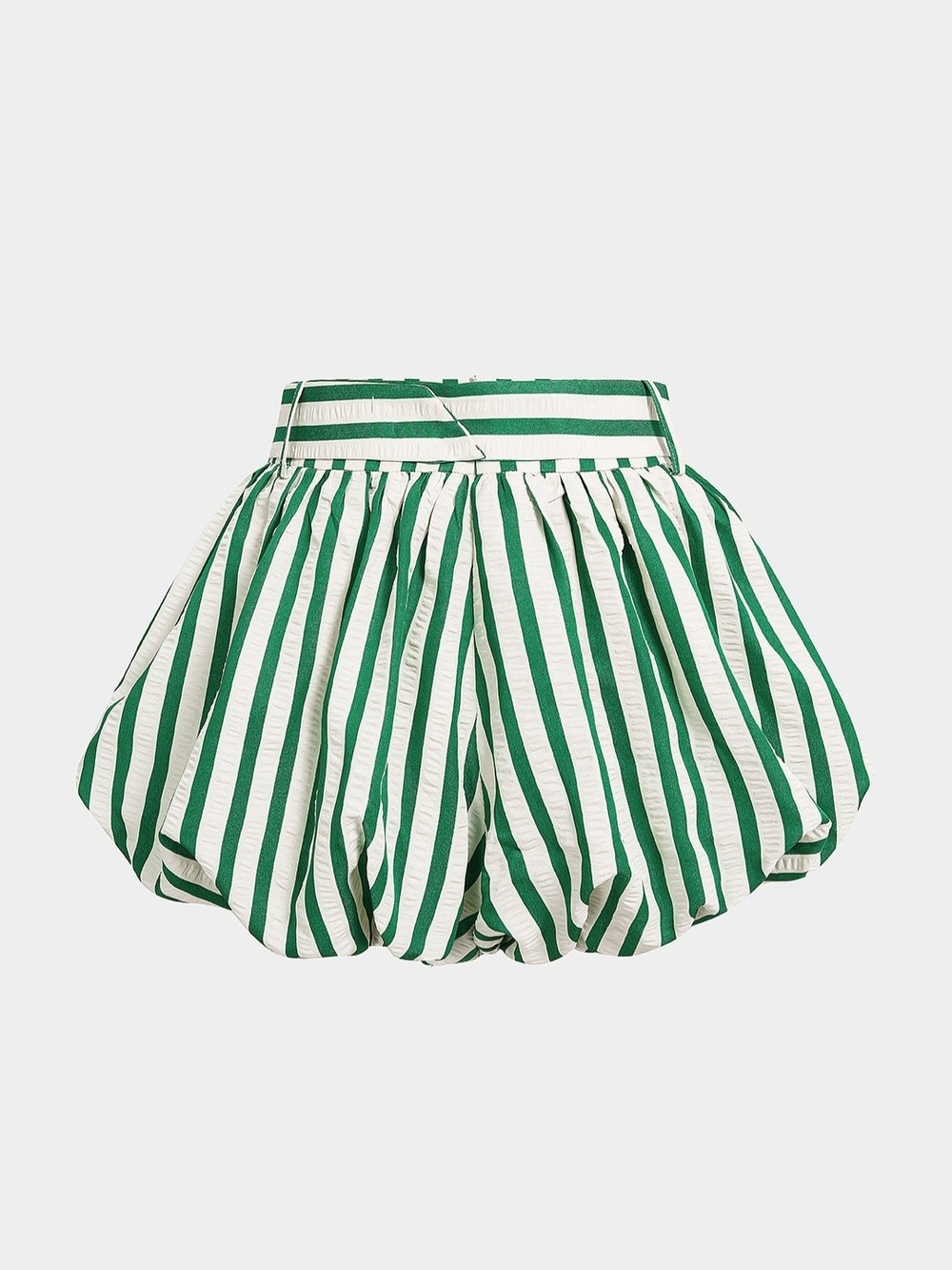 Green & White Striped Bubble-Hem Bermuda Shorts